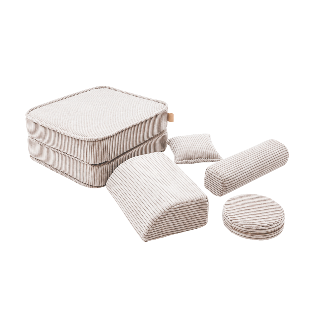 Design4Kids 3-in-1 Kindersessel Jewel Cord Mini 60x60 cm - Faltbare Kindercouch &amp; Spielmatratze