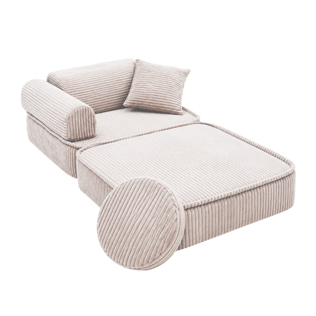 Design4Kids 3-in-1 Kindersessel Jewel Cord Mini 60x60 cm - Faltbare Kindercouch &amp; Spielmatratze