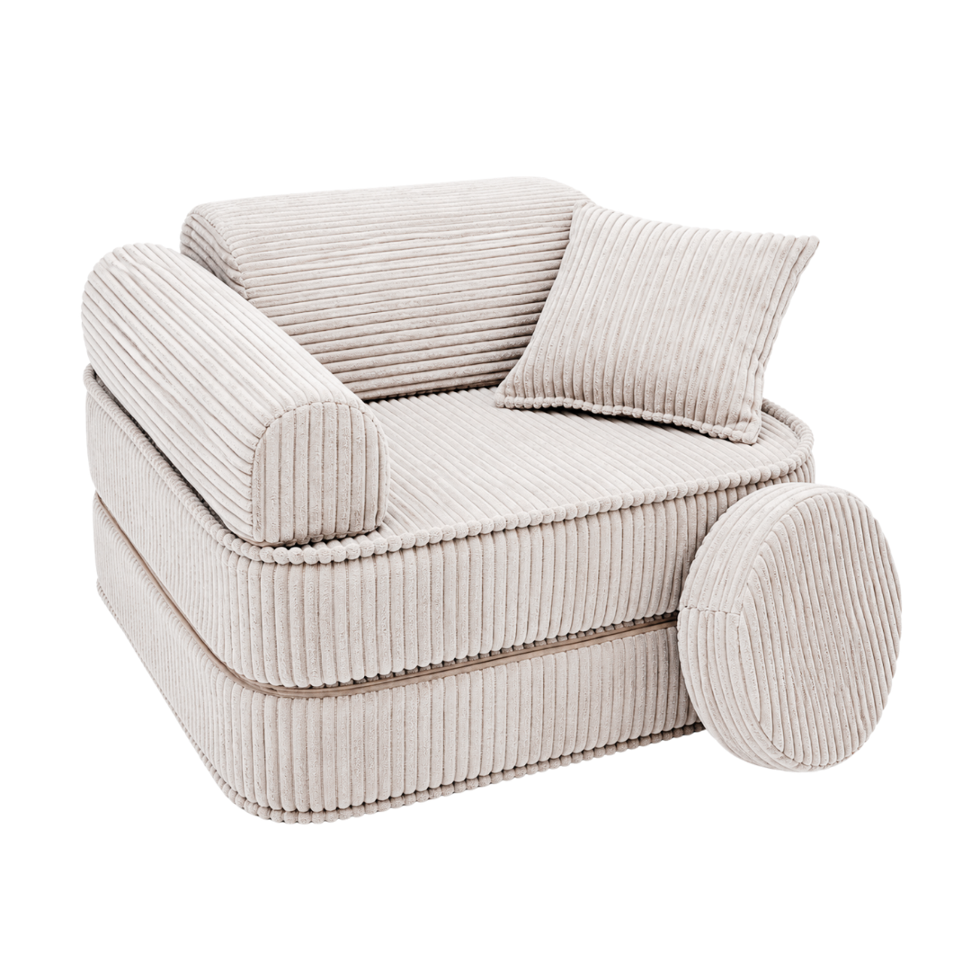 Design4Kids 3-in-1 Kindersessel Jewel Cord Mini 60x60 cm - Faltbare Kindercouch &amp; Spielmatratze