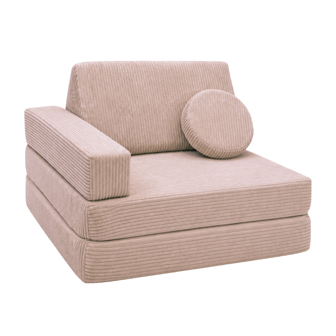 Design4Kids 3-in-1 Kindersessel Cord Grande 80x80 cm - Faltbare Kindercouch &amp; Spielmatratze
