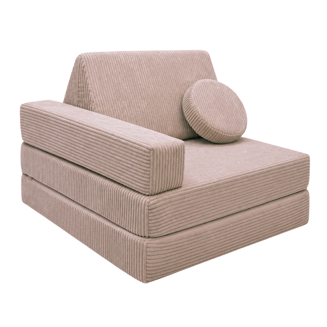 Design4Kids 3-in-1 Kindersessel Cord Grande 80x80 cm - Faltbare Kindercouch &amp; Spielmatratze