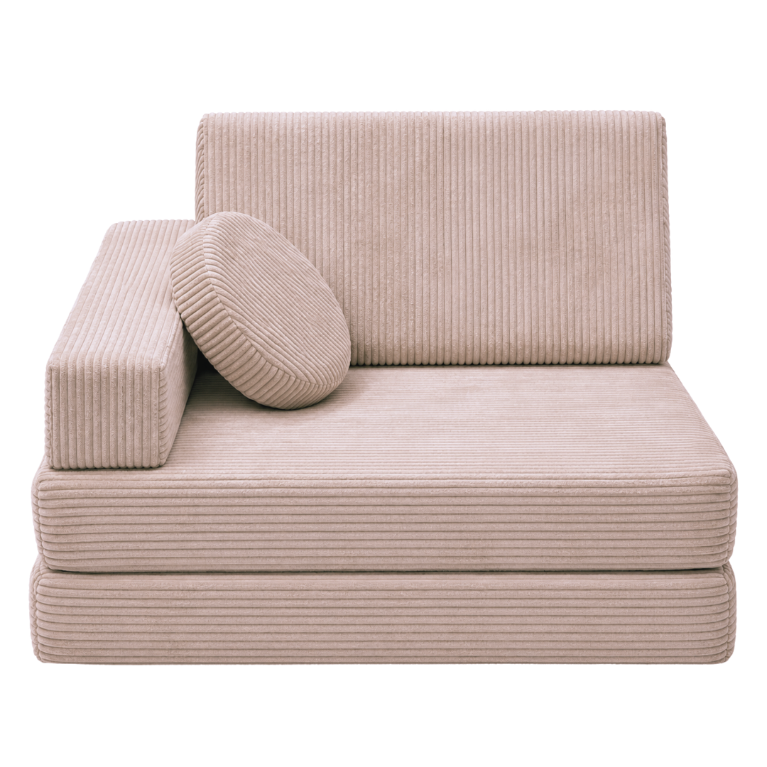 Design4Kids XXL 3-in-1 Kindersessel Cord Grande, 86x86 cm - Faltbare Kindercouch &amp; Spielmatratze