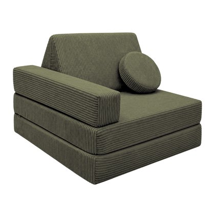 Design4Kids 3-in-1 Kindersessel Cord Grande 80x80 cm - Faltbare Kindercouch &amp; Spielmatratze