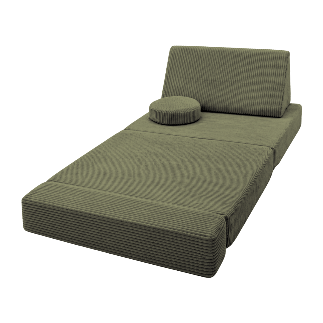 Design4Kids XXL 3-in-1 Kindersessel Cord Grande, 86x86 cm - Faltbare Kindercouch &amp; Spielmatratze