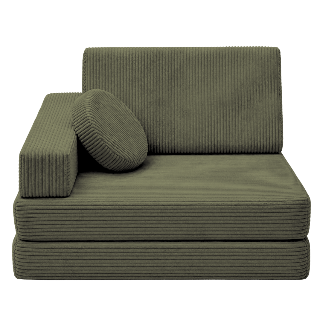 Design4Kids 3-in-1 Kindersessel Cord Grande 80x80 cm - Faltbare Kindercouch &amp; Spielmatratze