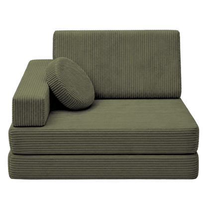 Design4Kids 3-in-1 Kindersessel Cord Grande 80x80 cm - Faltbare Kindercouch &amp; Spielmatratze