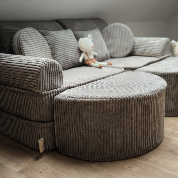 Design4Kids Mini Spielsofa Jewel Cord Max - hazelnut taupe