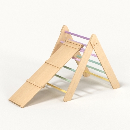 BusyKids Set II - Pikler Dreieck mit Rutsche/Kletterleiter - in Pastellfarben