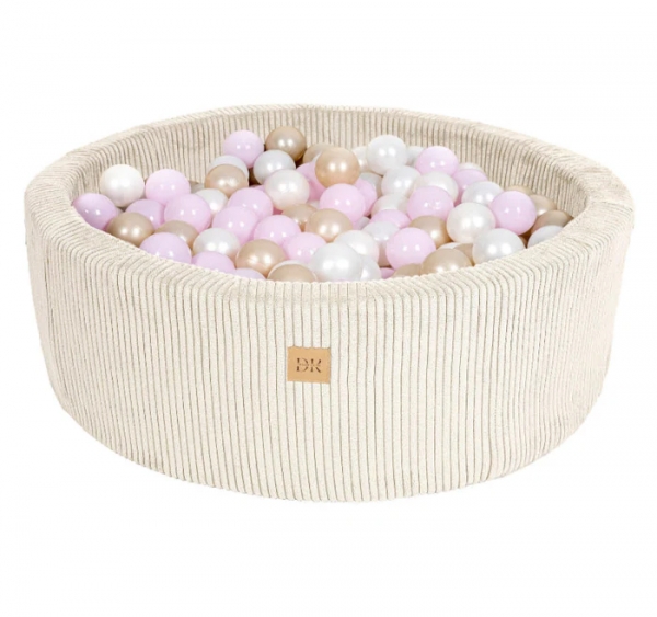 Design4Kids Bällebad Jewel 90x30cm Cord vanilla mit 200 Bällen - pearl, hellpinkpearl, gold