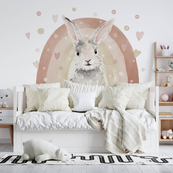 PASTELOWE LOVE XL Wandtattoo/-aufkleber Hase creme, 14-tlg.