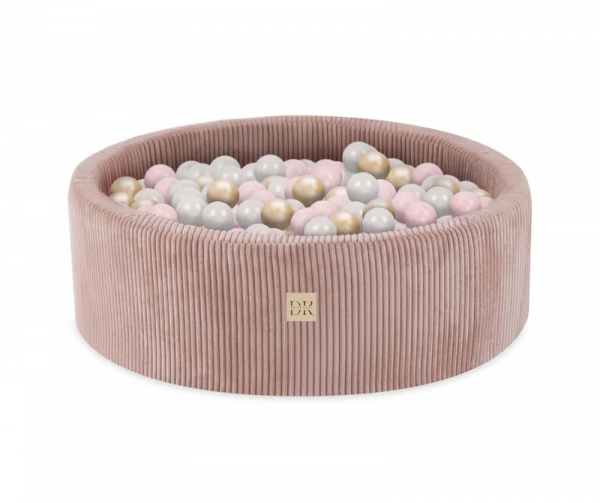 Design4Kids Bällebad 90x30cm Cord altrosa mit 200 Bällen - pearl, hellpinkpearl, gold