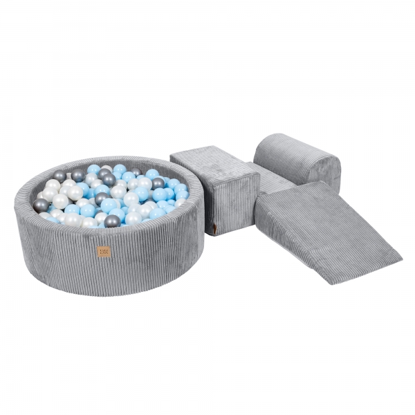 Design4Kids Schaumspielset Jewel Cord mit Bällebad und 200 Bälle - marble gray