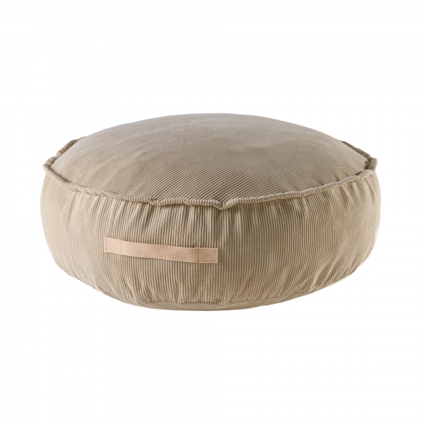 MeowBaby Sitzkissen Ottomane rund beige | Cord Premium