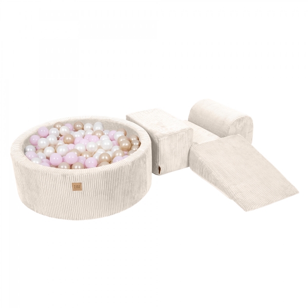 Design4Kids Schaumspielset Jewel Cord mit Bällebad und 200 Bälle - almond beige