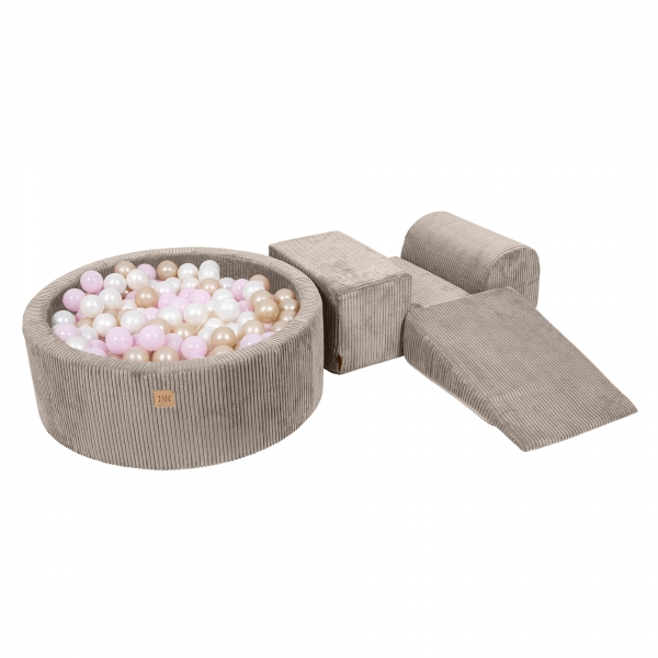 Design4Kids Schaumspielset Jewel Cord mit Bällebad und 200 Bälle - hazelnut taupe