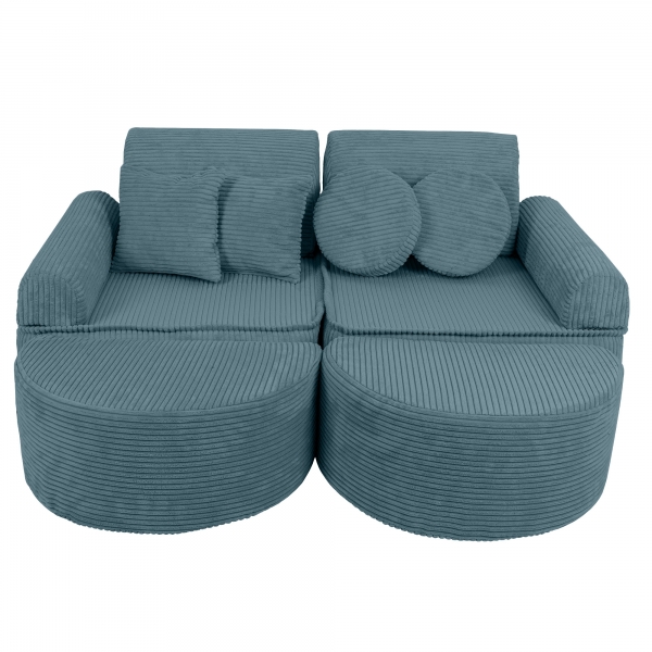 Design4Kids Mini Spielsofa Jewel Cord Max - ocean blue